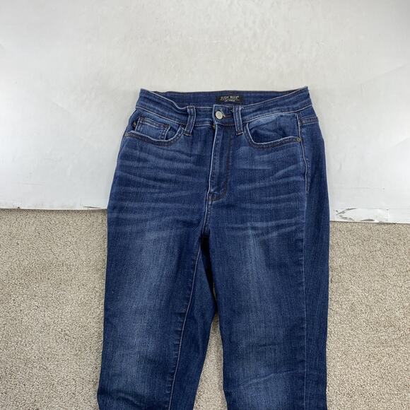 Judy Blue Skinny Fit Jeans Size 3/26 Frayed Hems Blue Women 27" Inseam 42-15 - Picture 4 of 10